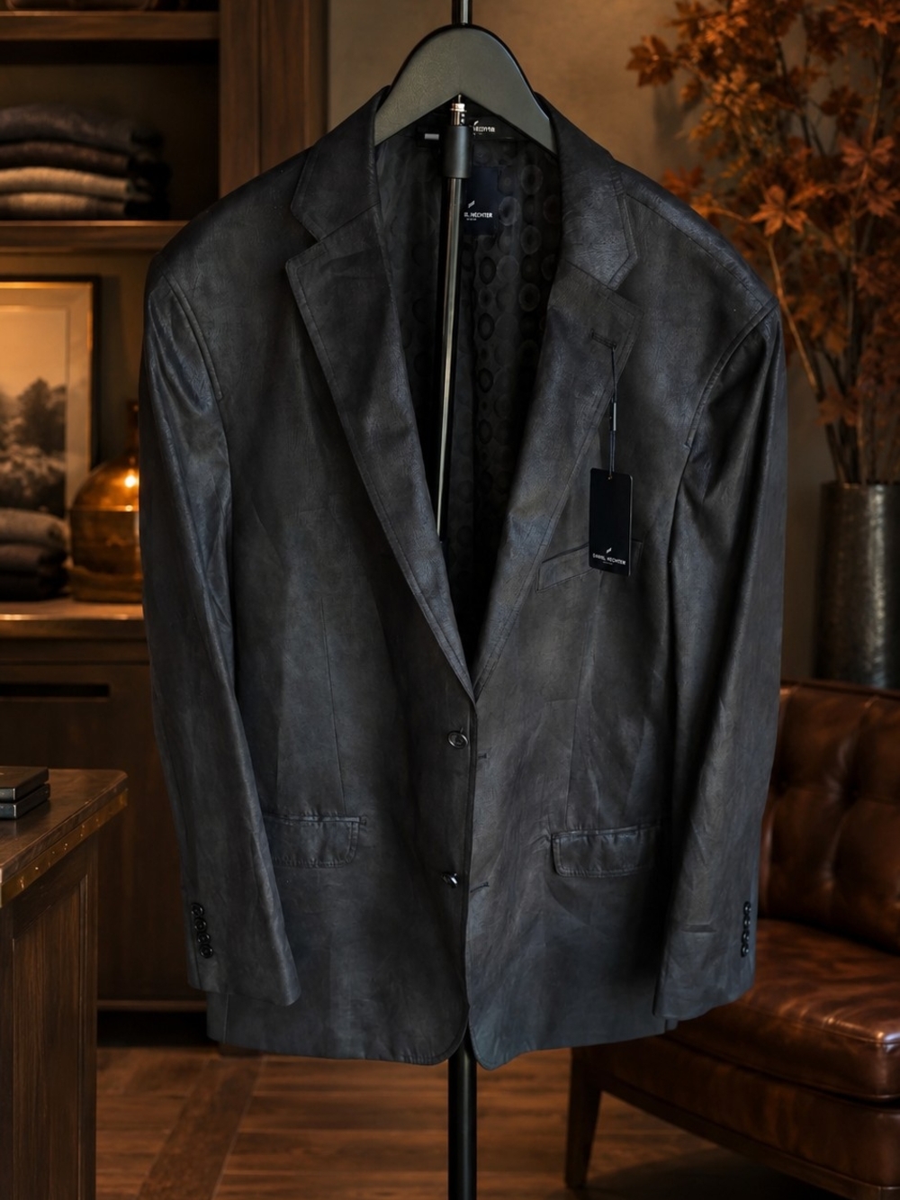 Daniel Hechter Black Leather Sport Coat